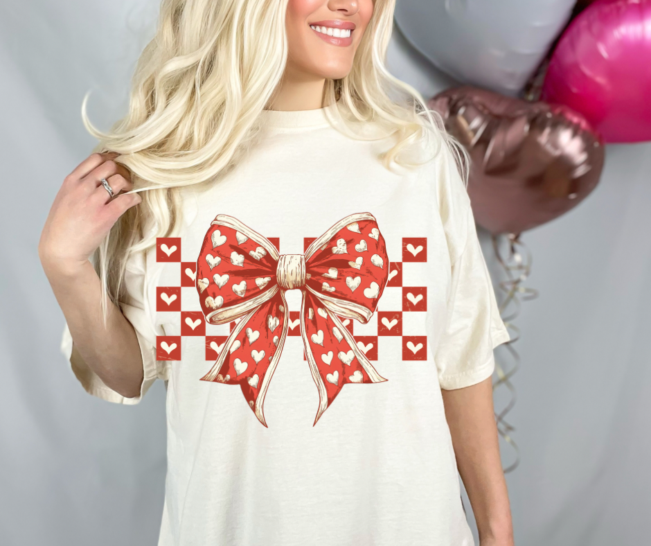 Valentine coquette checkered bow