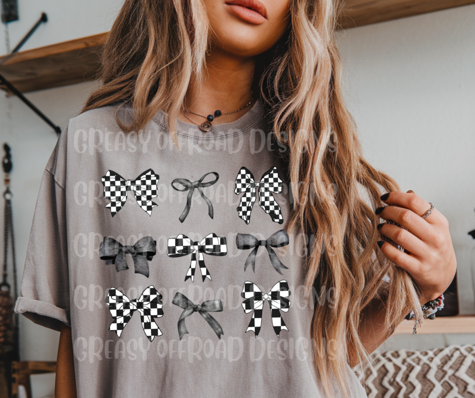 Black checkered bows