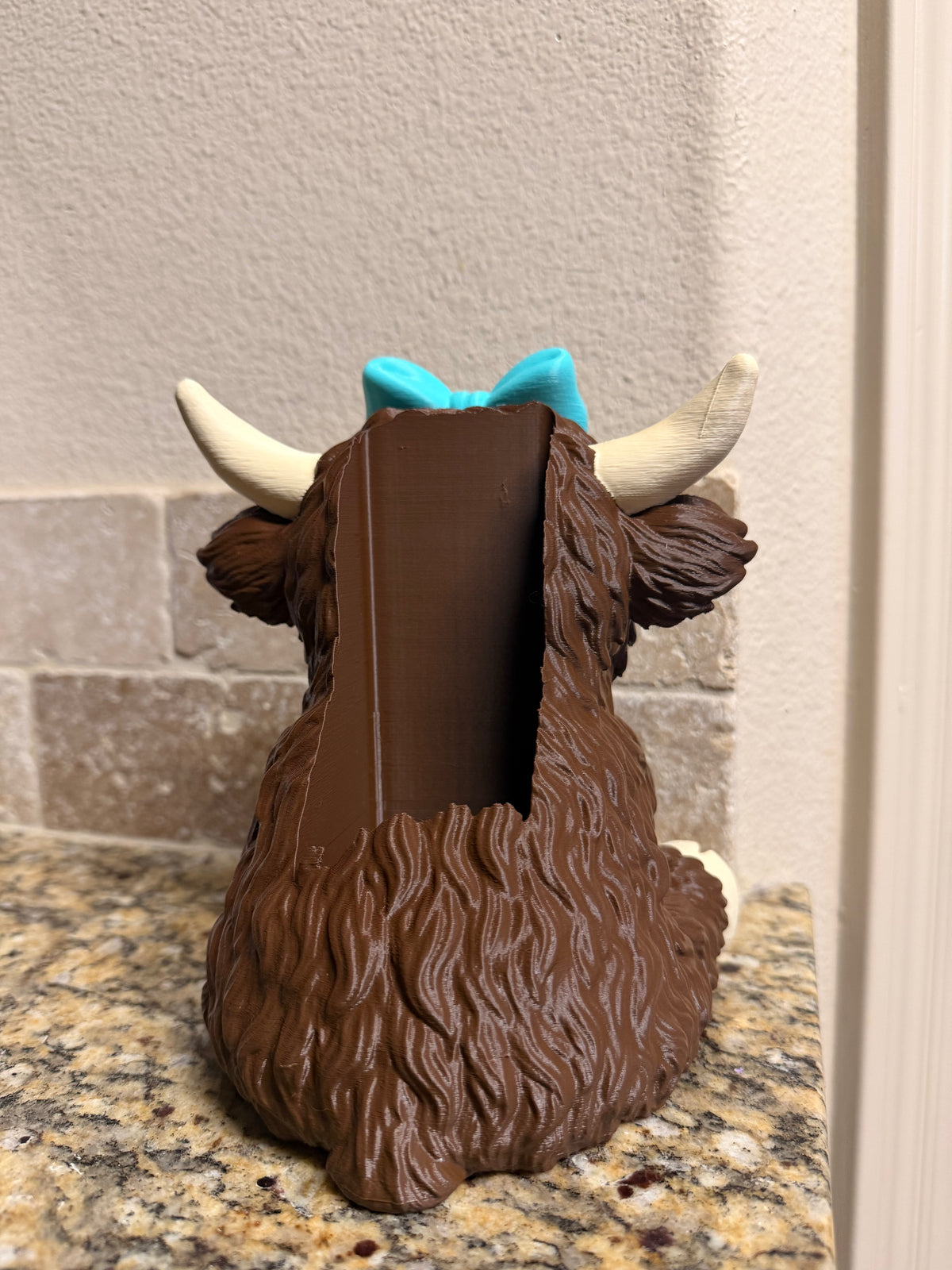 Highland cow teal bow BBW soap holder