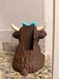 Highland cow teal bow BBW soap holder