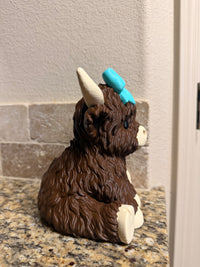 Highland cow teal bow BBW soap holder