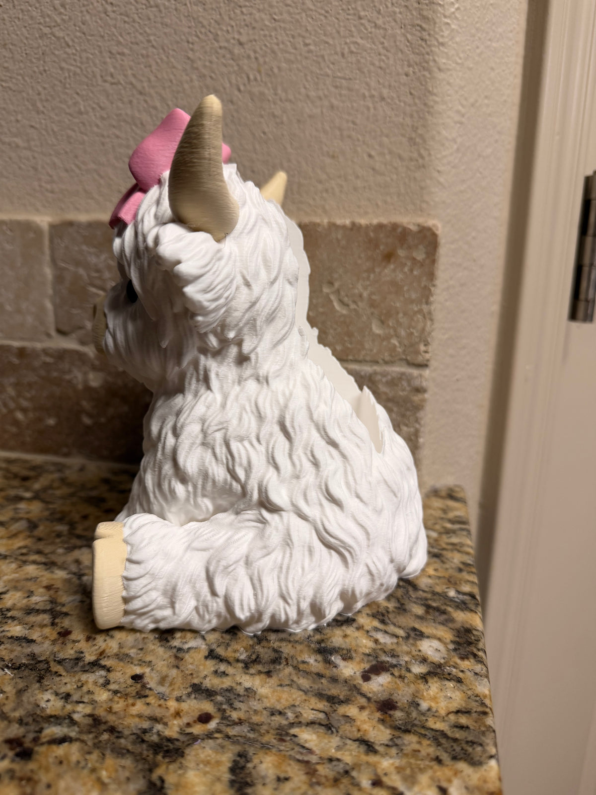 White Highland cow pink bow BBW soap holder