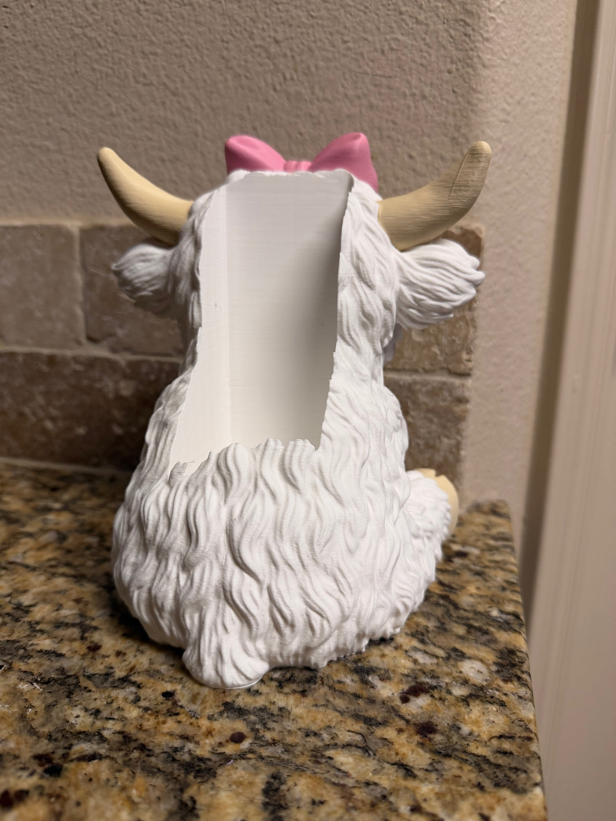 White Highland cow pink bow BBW soap holder