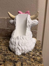 White Highland cow pink bow BBW soap holder