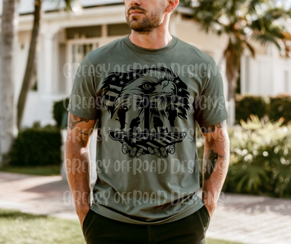 Kneeling soldiers God bless the USA