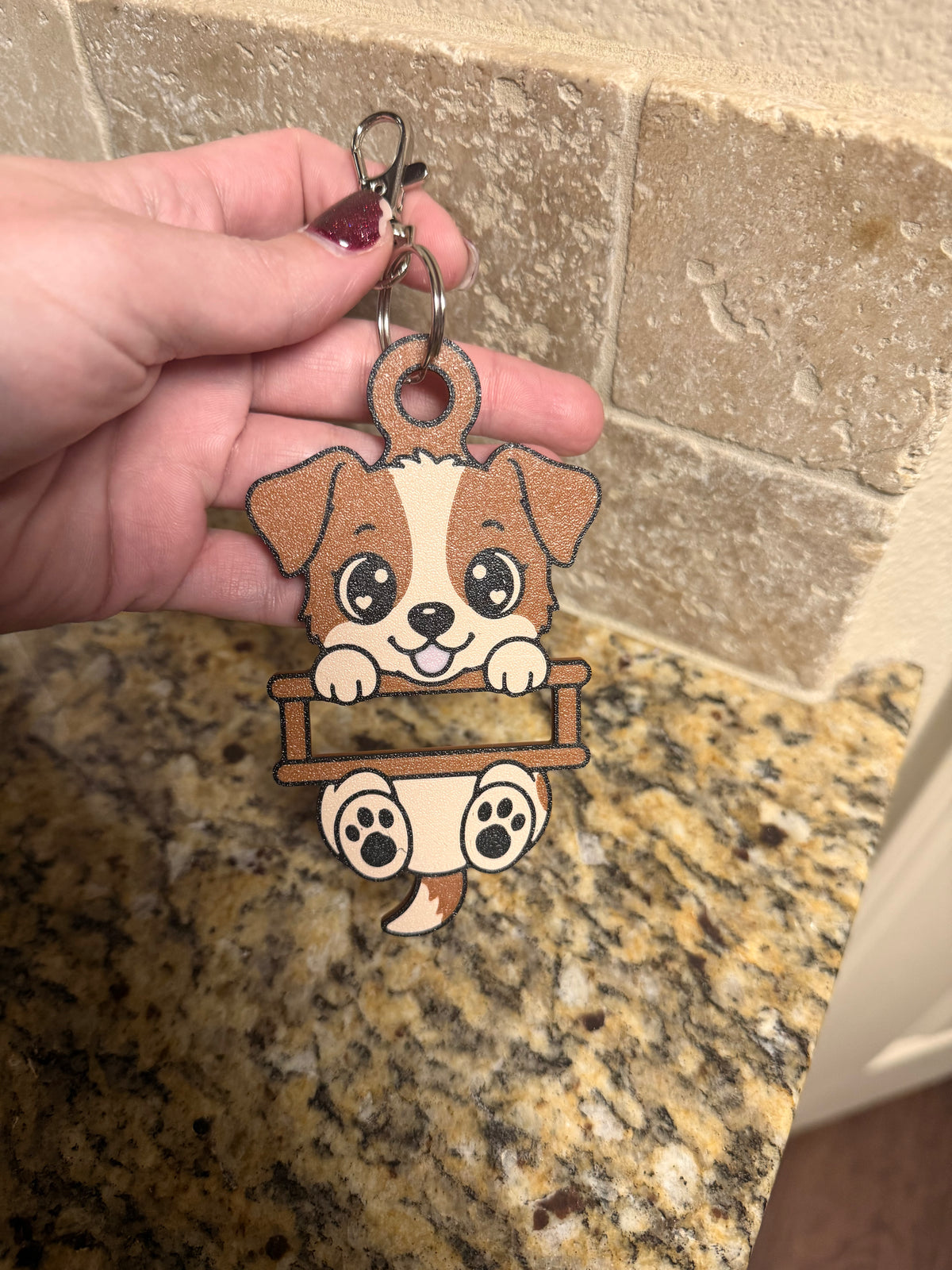 Puppy hair tie holder keychain
