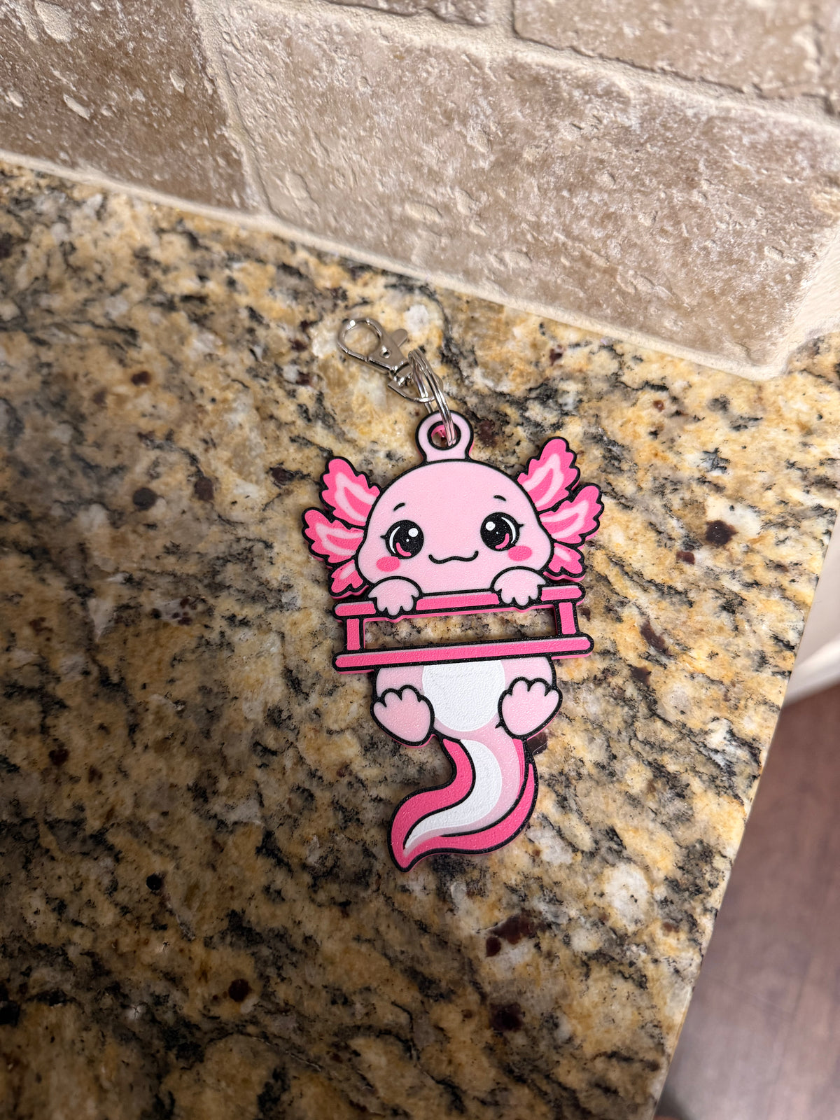 Axolotl hair tie holder keychain