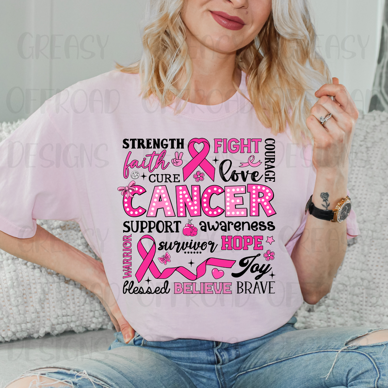 Strength, fight, faith, breast cancer awareness