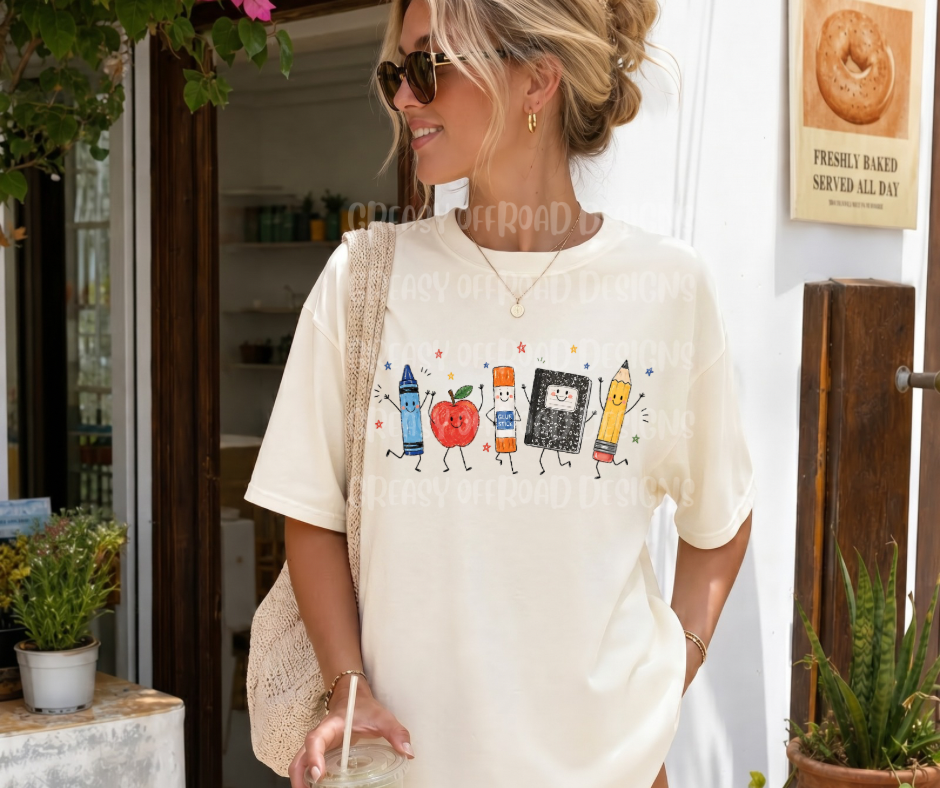 School supplies tee