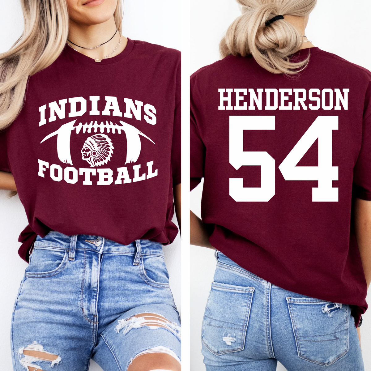 Custom Indians football tee