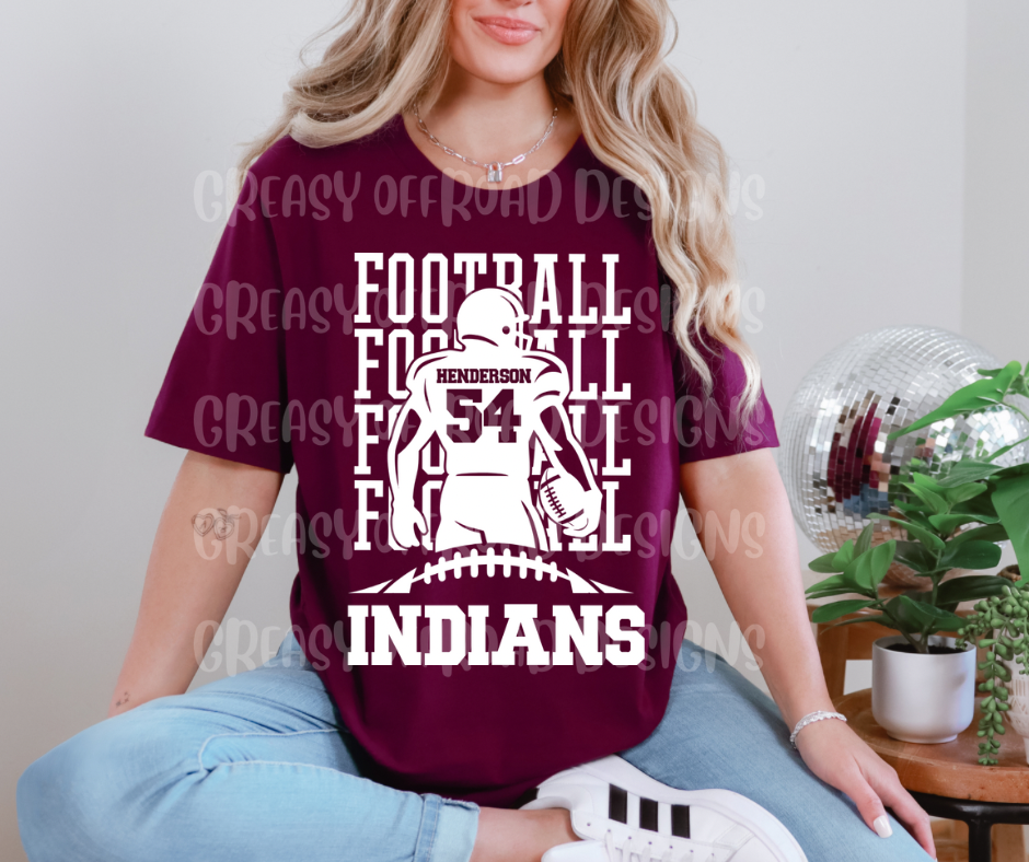 Custom Indians football tee