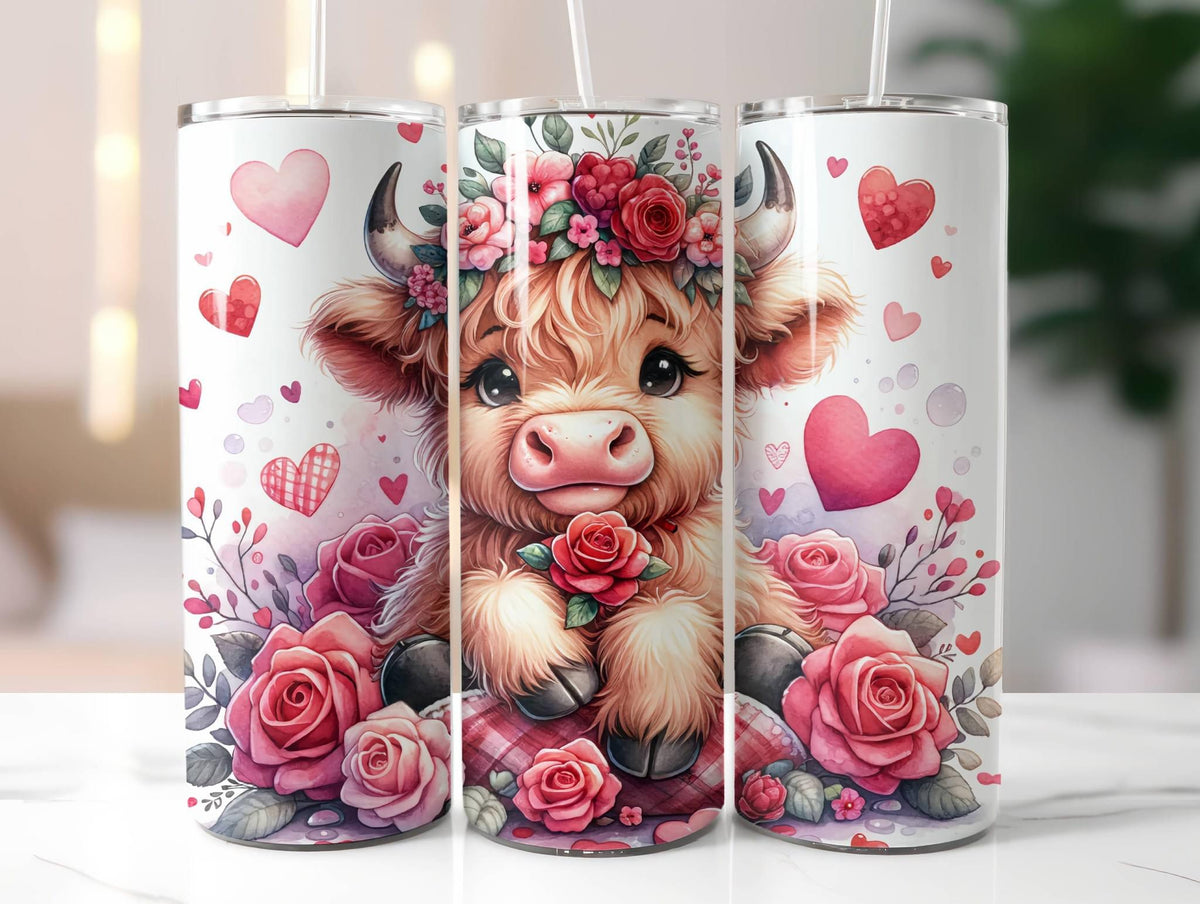 Valentine’s Day flowers highland cow