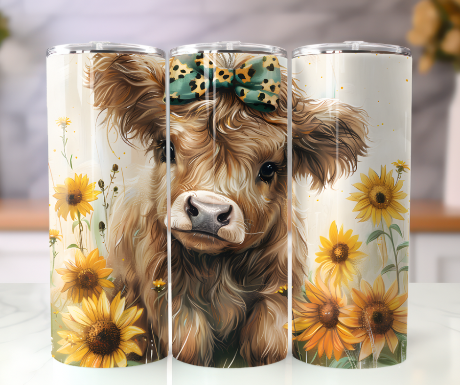 Floral highland cow