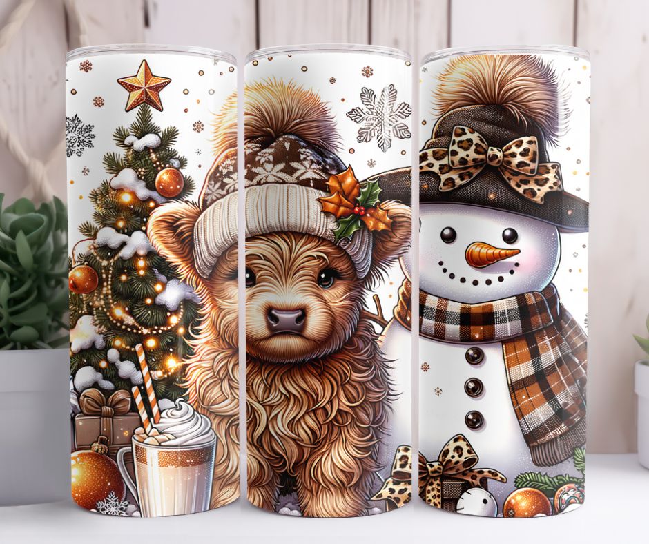 Christmas highland with snowman