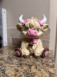 Highland cow utensils holder