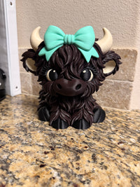 Highland cow teal bow BBW soap holder