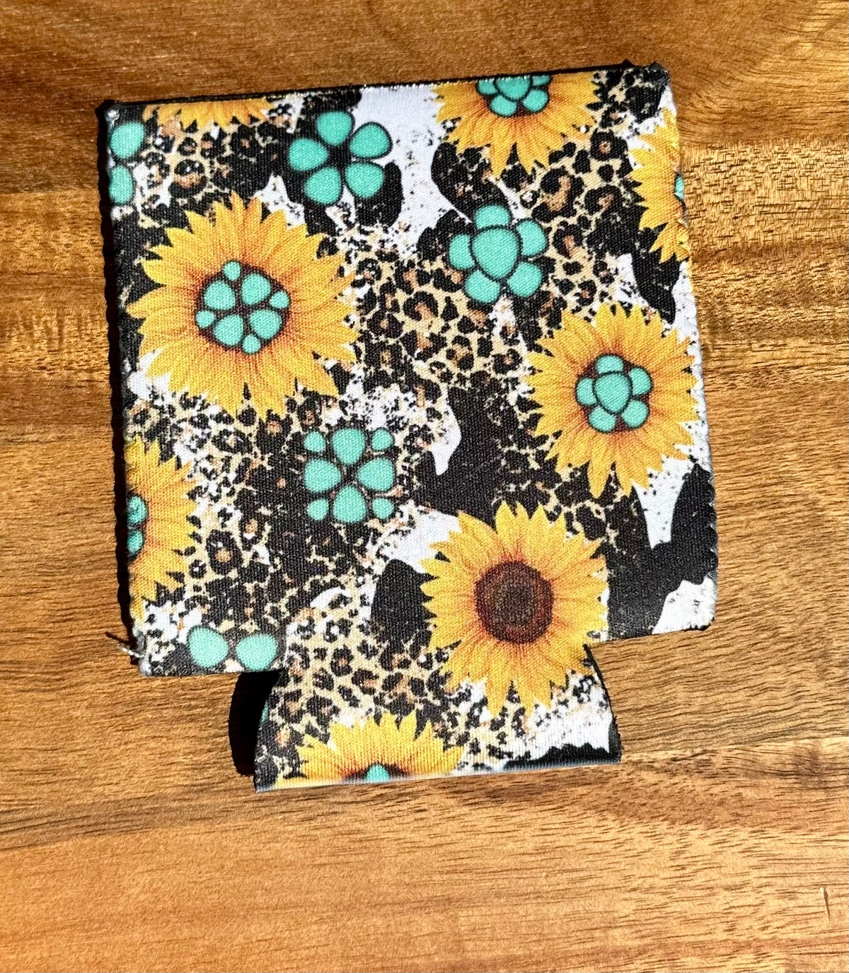 Sunflower turquoise cow cheetah print