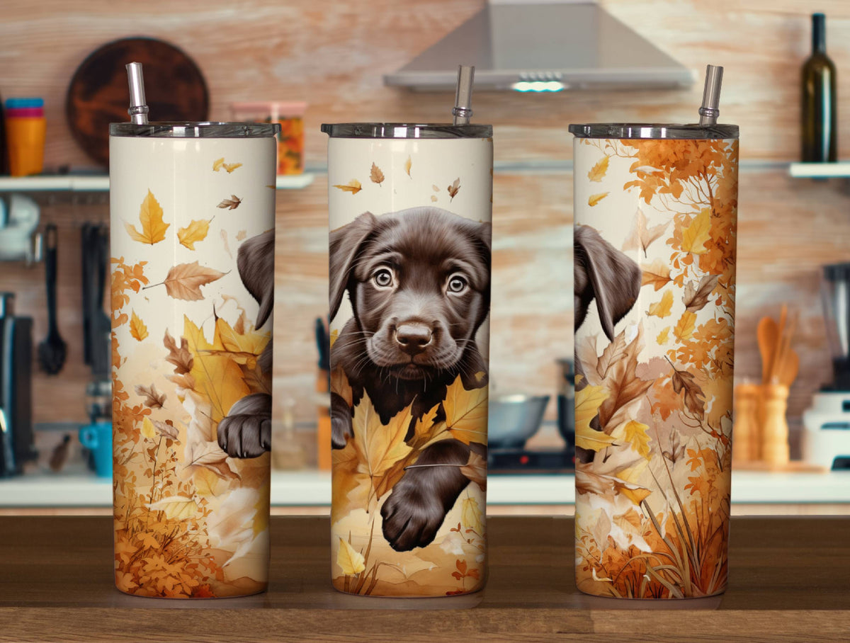 Black lab tumbler with straw