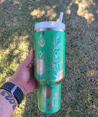 40oz Stan Butterfly And Sunflower Tumbler Custom