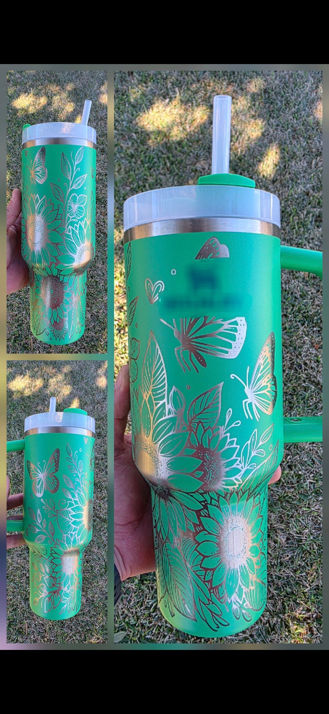 40oz Stan Butterfly And Sunflower Tumbler Custom