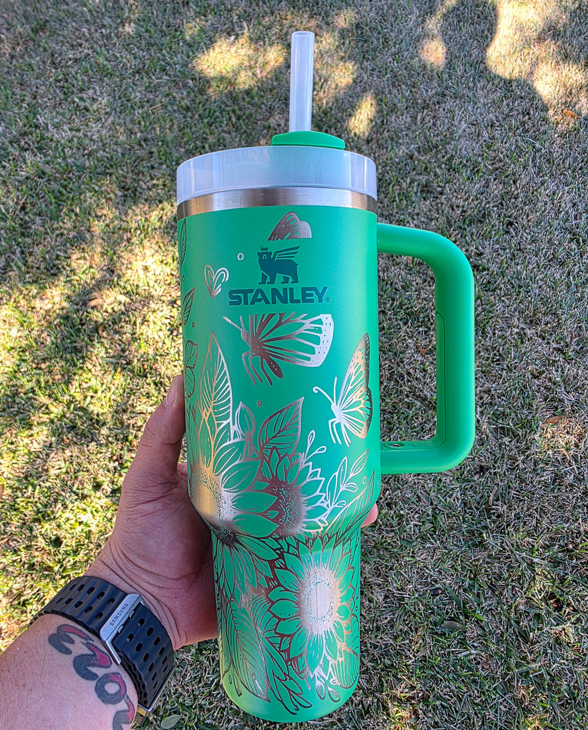 40oz Stan Butterfly And Sunflower Tumbler Custom