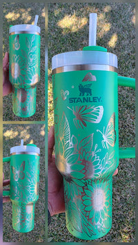 40oz Stan Butterfly And Sunflower Tumbler Custom