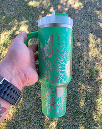 40oz Stan Butterfly And Sunflower Tumbler Custom