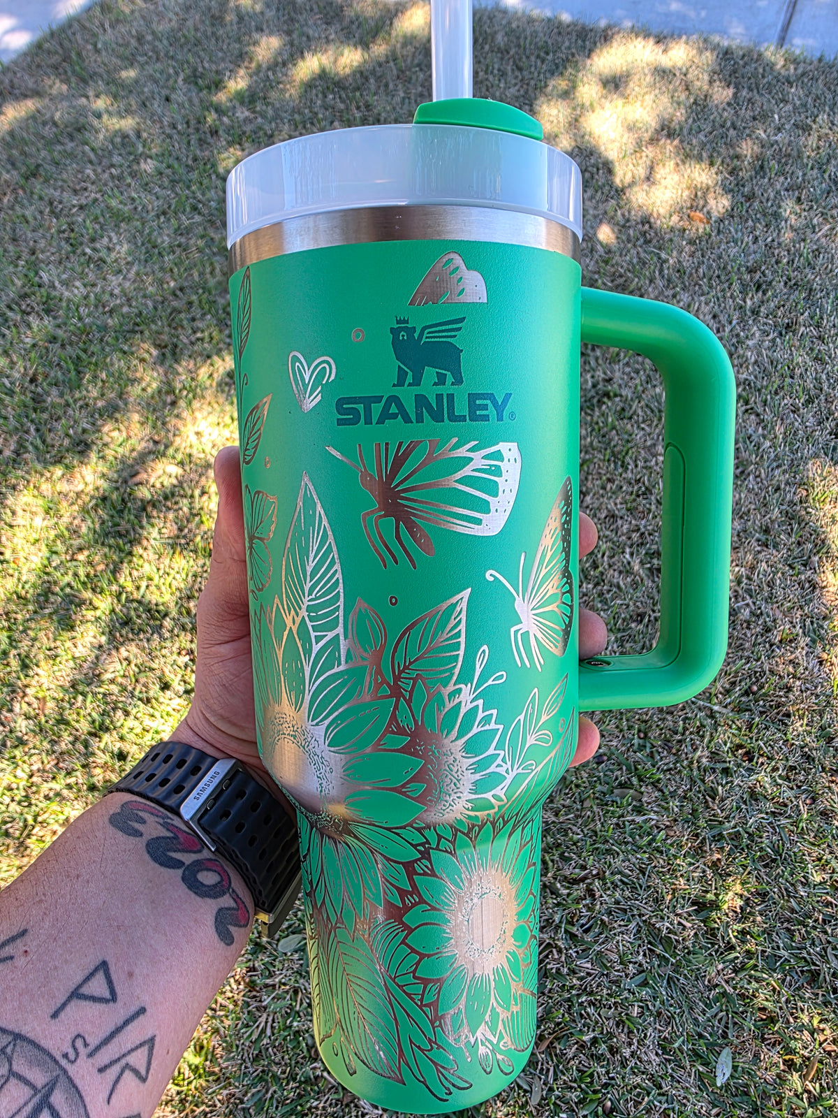 40oz Stan Butterfly And Sunflower Tumbler Custom