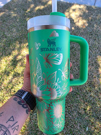 40oz Stan Butterfly And Sunflower Tumbler Custom