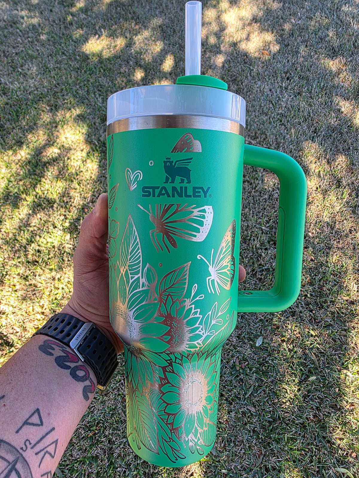 40oz Stan Butterfly And Sunflower Tumbler Custom