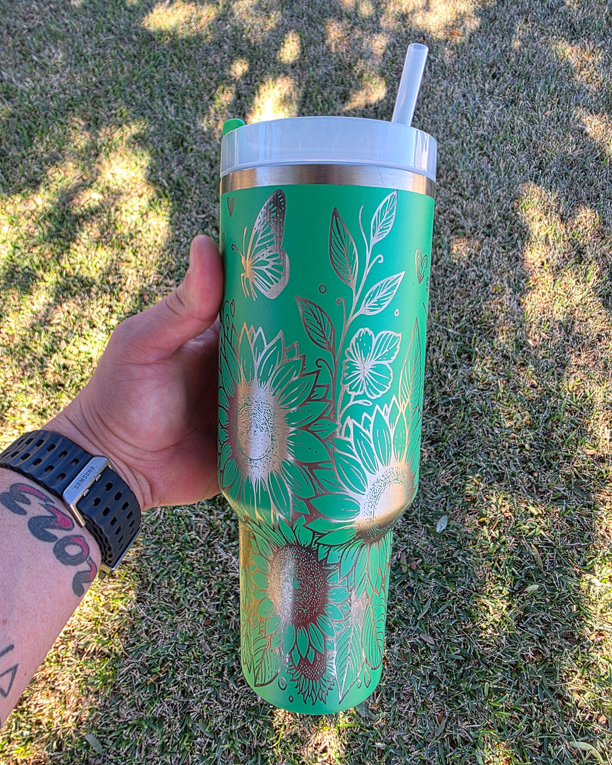 40oz Stan Butterfly And Sunflower Tumbler Custom
