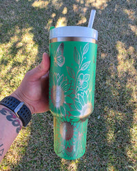 40oz Stan Butterfly And Sunflower Tumbler Custom