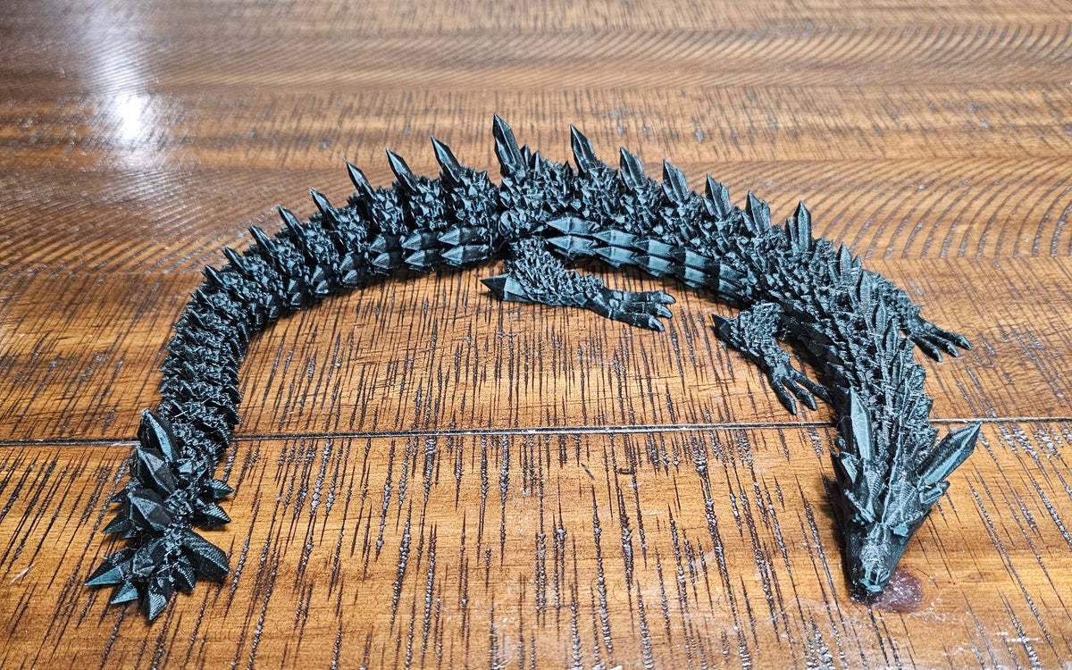 Black Articulated Dragon, 3D Printed