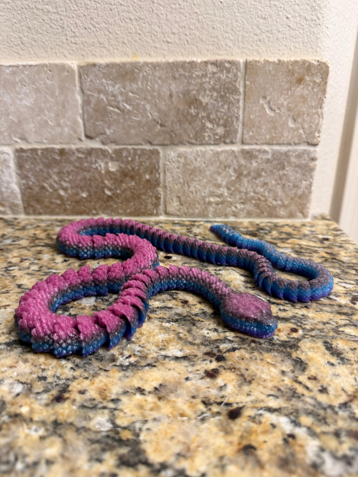 3D Pink/Blue Rattlesnake