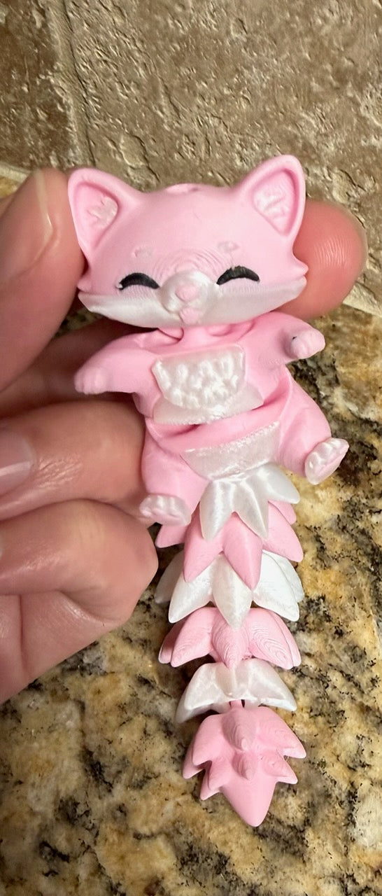 3D Fluffy Tailed Kitty Key Chain