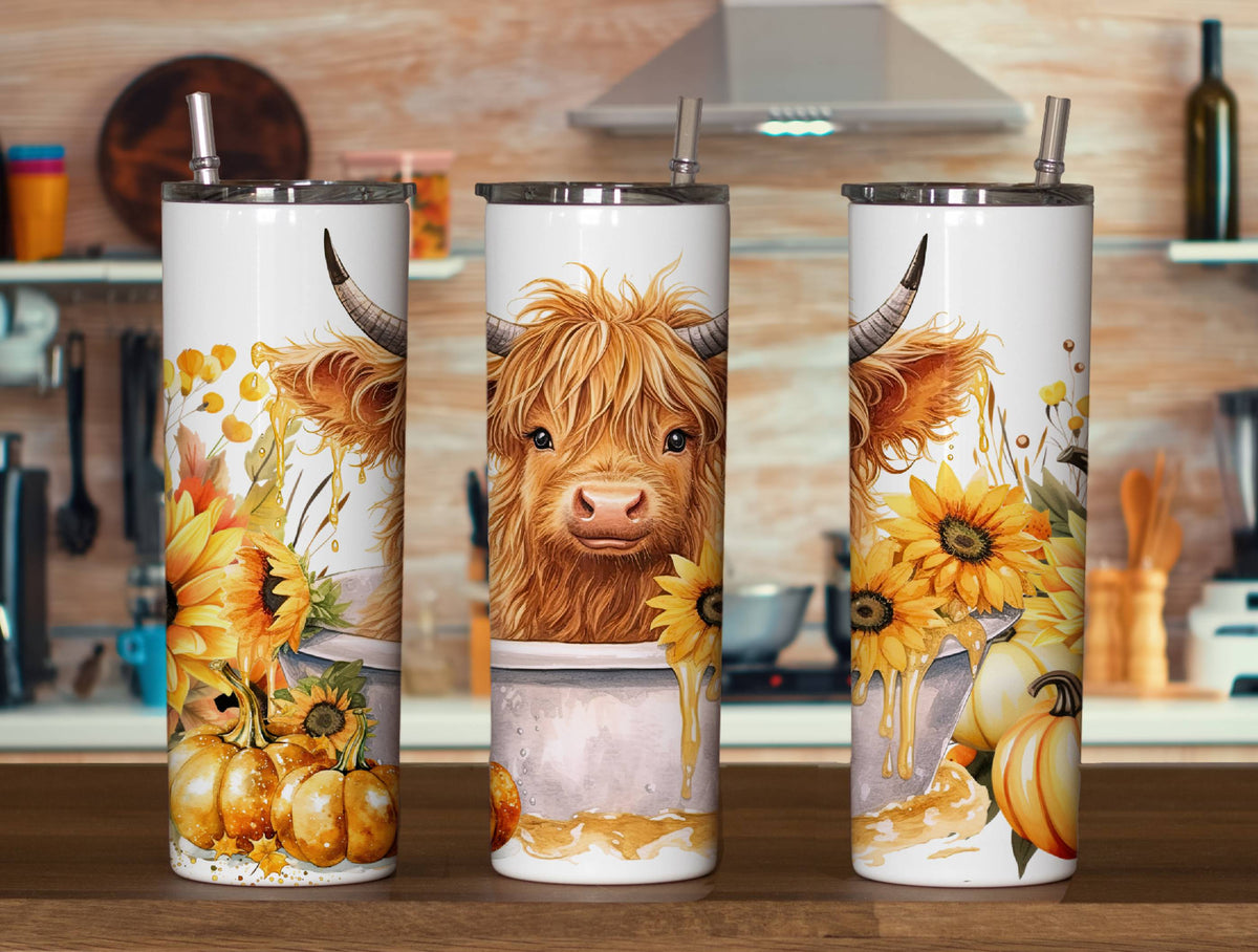 Sunflower highland cow