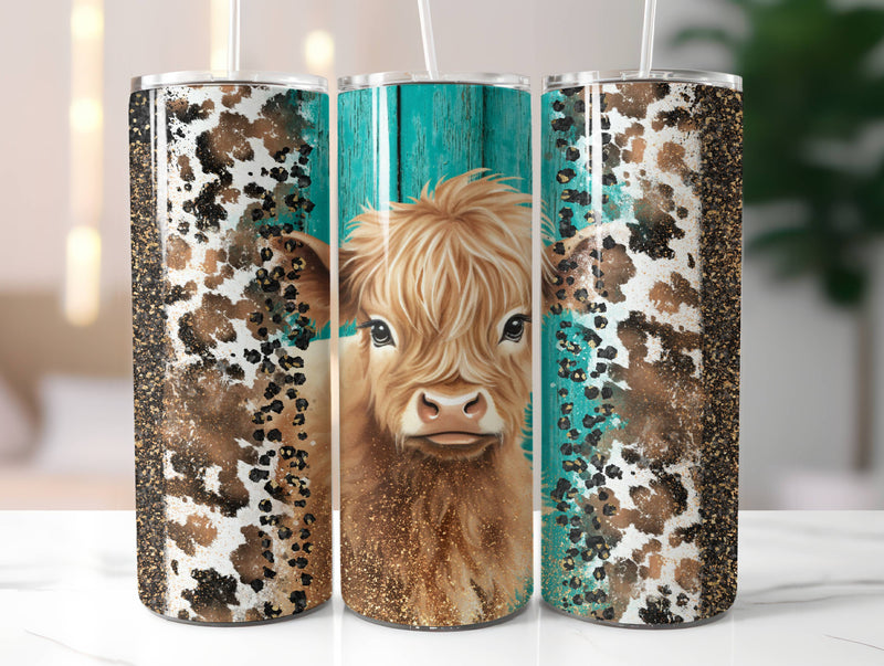 Teal cow print cow